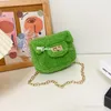 Дети принцессы плюшевые сумки Baby Girls Candy Colors One Beed Bag Mini корейский корейский мода детей простые аксессуары маленькие квадратные сумки F1026