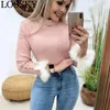 Women Sexy Bodycon Kintted Autumn Winter Blouse Shirt Casual Turtleneck Long Sleeve Button Black Skinny Shirts Top Fall Clothing 210507