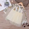 Floral Tulle Dress for Girls Summer Fashion Clothes Toddler Infant Beige White Dresses Children Baby Girl Fancy Party Vestidos Q0716
