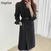 NEPLOE SLUT DOWN CRARAR Kortärmad Solid Jacka Kvinnor Slim Waist Sashes Work Style Ol Coat Femme Spring New Blazer 210423