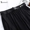 Woman Solid Color Cargo Pants Summer Loose High Waist Harem Ankle-length with Belt Pockets Personality Trousers 210915