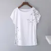 Kvinnors T-shirt Toppar 2021 Sommar bomull Loose Short Sleeve Tees Kvinnor Vit 3D Utskrift T-shirt Grundläggande Stor Storlek M 4XL Y0629
