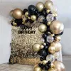 Preto ouro balão arco arco confetti latex baloons formatura feliz 30th 40th 50th festa de aniversário decoração de festa adultos 211216