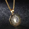 2024 Stal nierdzewna Tai chi kompas wisiork w chińskim stylu prezent Silver Gold Antique Yin i Yang Eight Diagrams Naszyjnik