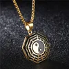 2024 roestvrij staal Tai chi kompas hanger Chinese stijl cadeau zilver goud antiek de yin en yang acht diagrammen ketting hangers juweel voor mannen vrouwen