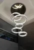 Lámpara de araña moderna para sala de estar, edificio dúplex, villa rural, lámparas de loft vacías, escalera simple y creativa, chandeli249f de cristal largo