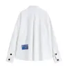 Blusa de moda para mujer Empalmado Solapa de un solo pecho Manga larga Camisa blanca de primavera Tops Dama de gran tamaño Cardigan Blusa suelta 210417