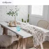 Chemin de table en fourrure longue gratuite Decoracion Mesa Hogar Coton Lin Chemin de Tafelloper pour la fête Keukenloper 210708