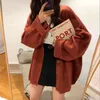 Cardigan Women Full Sleeve V-neck Solid Button Oversize Retro Lazy Students Korean Style Fashion All-match Simple Sweater Female 211103