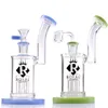 Kraliyet Dab Petrol Teçhizatı 6 Kol Ağacı Ekle Alt Su Borusu Nargile 7 '' Fenale 14.5mm Recycler PERC Kuvars Banger Cam Bong ile