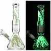 Glow in the Dark Hookahs Rechte Type Glas Beker Bong 4 Items Olie DAB Rigs 18mm Vrouwelijke Joint Water Pijpen met Diffused Downstam Bowl