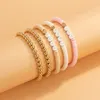 Charm Bracelets IngeSight.Z 5Pcs/Set Candy Color Soft Clay Acrylic Letter Bangles Multi Layered Beads Chain Bracelet For Women Jewelry