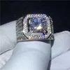 Кластерные кольца 2021 пасьянс мужской 4CT SONA Diamond Riame Real 925 Стерлинговые серебряные украшения стерлингов съедобные для мужчин