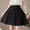 Frauen Falten Mini Rock Hohe Elastische Taille Solide Laides A-linie Röcke Anti Futter Süße Casual Einfache Sommer Mode 210518