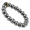 ビーズストランドTumbeelluwa Male Bracelet 10mm Reiki Stone Beads Hematite Healing Prayer Trendy Jewelry Fawn22