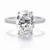 Sterling Classic 925 Silver Ring Set Oval Cut Diamond Cz Engagement Wedding Band Rings For Women Bridal