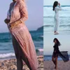 Été femmes à la mode plage longue Bikini couvrir robe femme Sexy dentelle Cardigan vacances mode tenues taille unique Sarongs