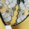 Dames Sex Slipje Plus Size Erotische Bloemen Crotchless Thong Open Kruis Onderbroek Porno Slips Zie Hoewel Ondergoed Tanga's Wo224Y