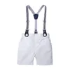Toddler Bebek Erkekler Giyim Set Kıyafetleri Kısa Kollu Flaid T-Shirt Şort Pantolon Taç Kravat 3 Parça Beyefendi Formal Kostüm
