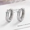 Hoop Huggie épais Double couche Simple creux 925 boucles d'oreilles en argent Sterling pour les femmes mode bijoux à la mode cadeau