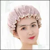 Bonnets de douche Accessoires de salle de bain Bain Maison Jardin Satiné Double couche Shampooing Cap Soins des cheveux Résistant à l'huile Imperméable à l'huile Dames Adt Farmh