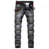 AUTUMN Skateboard Spring Men's Ripped Street HIP HOP Punk Stretch Bike Jeans Trendy Holes Straight Denim Trouers 210716