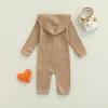 Unisex pasgeboren kleding peuter baby rompertjes effen kleur katoenen pit strip gebreide lange mouw pocket jumpsuit baby kleding