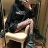 Kvinna sexiga tights inskriptioner brev tryckt strumpbyxor mode mönstrade tatueringar transparenta strumpor strumpor hosiery264o