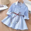 Girl Dress Primavera Autunno Autunno Stripe Bambini Abbigliamento Moda Bambini Bambini Baby Girls Cotton Abbigliamento Cotton Manica Lunga Bambini Abito stile regolare 211027