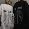 Ciemny styl Goth Para Hip Hop Harajuku Topy Lover Skull Wing Zły Płomień Print Bluzy Streetwear Bluzy Oversize 211103