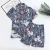 Summer ladies 100%viscose pajama set short-sleeved shorts thin section home service loose large size two piece set plus size 210622