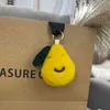 Real Shearling lamb Fur Pompom Keychain Fruit Pear Key Ring Purse Bag Charm Outdoors Fluffy Cute Gift For Women Drop