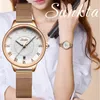 Unikalne Kobiety Okrągły Zegarek Rose Gold Lady Elegancki Wristwatch Sunkta Marka Minimalizm Casual Dress Watch dla Zegar Prezentowy 210517