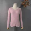 Colorfaith Ne'w 2021 Winter Wiosna Damska Swetry Sweter V-Neck Minimalistyczny Downing Pink Tops Multi Colors SW1053 Y1110