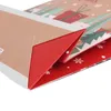 Presentförpackning Jul Snö Santa Claus Kraft Paper Sacks Presentväskor Xmas handväskor