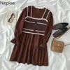 NEPLOE TWO PUTS OUTFITS FÖR KVINNOR Fallkläder Casual Short Dress Knit Sling Vest Ropa Mujer Koreanska Chic Suit 2 Piece Set 210422