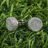 Hip HOP 1Pair Micro Full Paved Round Zircon CZ Stone Bling Iced Out Stud Earring Copper Earrings For Men Jewelry 220125