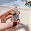 Luxus Kristall Französisch Bulldog Schlüsselbund Lanyard Strass Lederband Hund Schlüsselanhänger Frauen Tasche Charms Männer Auto Schlüssel Ring Schmuck 210409