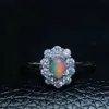 Natural opal woman rings change fire color mysterious 925 silver adjustable size