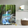 Skogstr￤d landskap tryckt 3D badgardiner vattent￤tt polyester tyg tv￤ttbart badrum duschgardin 210402