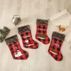 Christmas stocking decorations Santa claus Xmas tree pendant long socks home decoration candy gift storage bags