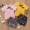 Arrivo Estate 2 pezzi Baby / Toddler Bow Bright Vacation Top e pantaloncini Set per bambini Set di abbigliamento per bambini 210528