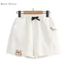 Dames Zomer Shorts Hight Taille Cartoon Borduurwerk Zak Shorts Harakju Korea Stijl Vrouwelijke Bemuda Bottoms 210625