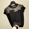 Fashion Thin Blouse Korean Patchwork Ice Silk Knitted Tops Summer Short Sleeve Women Shirt Blusas Mujer De Moda 8796 50 210510