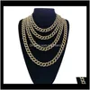 Chains Hip Hop Iced Out Cuban Link Chain Necklace Bling Jewelry 16Inch 18Inch 20Inch 24Inch 30 Inch 6Okgf Gkr4H