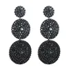 Fashion Street Statement Earrings Round Dangle Earrings Women Shiny Rhinestone Geometric European Exaggerated Multi-layer Drop Earring Jewelry