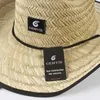 The Printed Brim Women Men Lifeguard Hat Straw Cowboy Summer Beach hat Wide Panama Womens Sun 210608