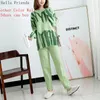 Gigogou Tie Dye Winter Knit Tweedelige Set Dames Harem Pant Suits Oversized Losse Truien Joggen Gebreide Trainingspak Outfits 220315