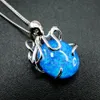 Selling Beautiful See Animals 925 Sterling Silver Fire Opal Octopus Women's Pendant Necklace For Gift 210524