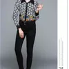 Frauen Langarm Schwarz Blusen Büro Vintage camisas feminina Geometrische Blumen Drucke Patches Casual Shirts damen tops 210603